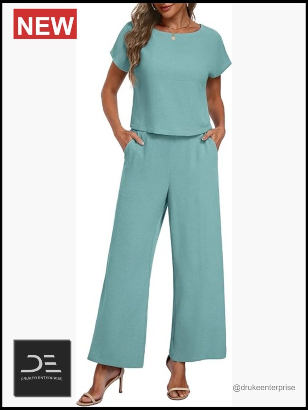 Cap Sleeve Crop Top Wide Leg Pants Matching Lounge Set Vacation Outfits